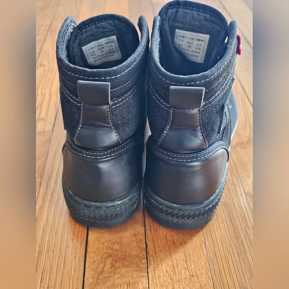 Levi's Richmond Boots Black Denim Leather Red Tab Lace Up Men's Size 9.5 EUC